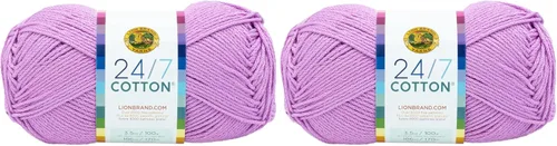 Miniatura 63 de Lion Brand Yarn, Hilo ligero mercerizado de algodón 24/7 para tejer, ganchillo y manualidades, Almirante, 1 paquete, 185 yardas de fibra natural