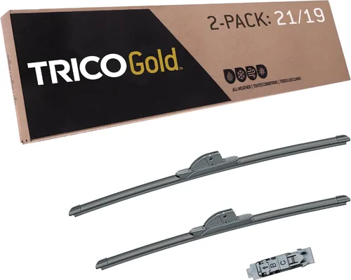 TRICO Gold 21" + 19" Juego de 2 limpiaparabrisas de repuesto automotriz de primera calidad, limpiaparabrisas de haz para lado del pasajero y del