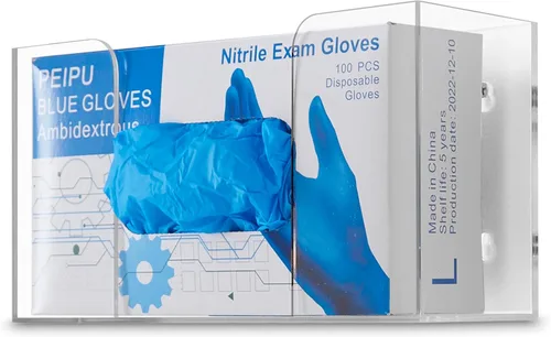 Miniatura 10 de Stock Your Home Dispensador de guantes acrílicos triple, estante para caja de pañuelos, soporte de pared para guantes, para cocina, armario