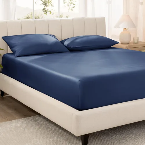 Miniatura 20 de Bare Home Sábana Bajera Ajustable de Satén de Algodón 100% Orgánico - 400 Hilos - Tejido de Satén Suave - Transpirable y Refrescante - Lujo de Hotel