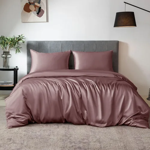Miniatura 15 de TXHSILK - Sábanas 100% de seda, seda 7A+, 3 piezas, transpirables, suaves, 1 funda de edredón, 2 fundas de almohada con cremallera oculta