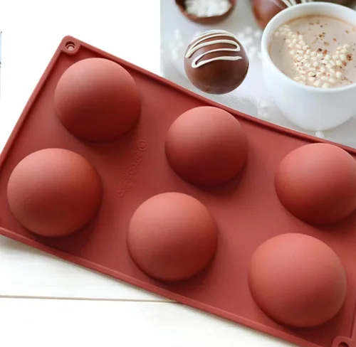 Miniatura 8 de Moldes para bombas de chocolate caliente – Moldes de silicona de 2.5 pulgadas y semiesferas – Marrón/3 piezas