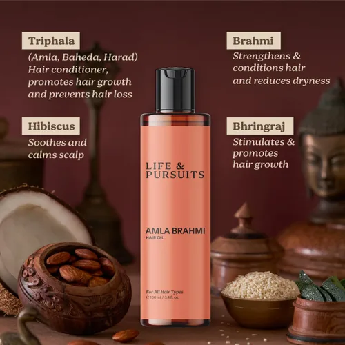 Miniatura 2 de Life & Pursuits Amla Brahmi - Aceite capilar para la salud del cabello y el cuero cabelludo, 3.4 onzas, aceite natural de ayurveda indio para un