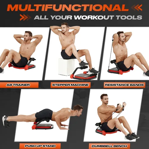 Miniatura 5 de Yes4All Máquina de Abdominales para Cuerpo Total y Core Abdominal, Sentadillas Bloqueables con Mango Ergonómico de Espuma y 2 Bandas de Resistencia