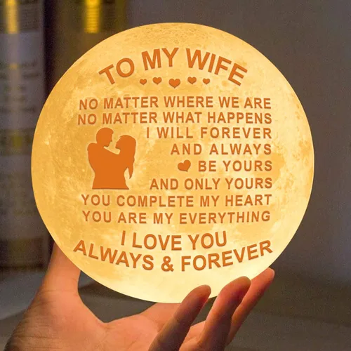 Miniatura 8 de K KENON Lámpara de luna 3D grabada para esposa, impresión 3D personalizada de 5.9 pulgadas, regalo de luz lunar para esposa, regalo de Navidad