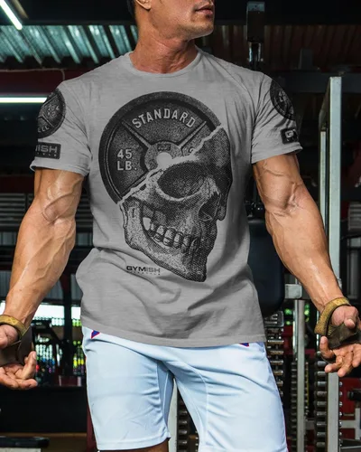 Miniatura 3 de Skull Plate Gym Shirt, Work Out Deadlift Skull T-Shirt for Men