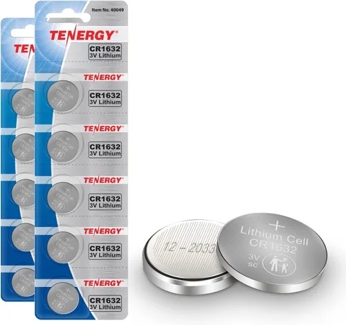 Tenergy CR1632 - Celda de botón de litio de 3 V, para relojes, llaveros, calculadoras, dispositivos médicos y más, 10 unidades (paquete de 2)