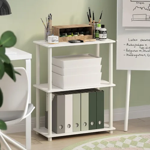 Miniatura 2 de Furinno Turn-N-Tube - Estantes de almacenamiento, estante para libros de 3 niveles, estante esquinero, estantes abiertos sin herramientas