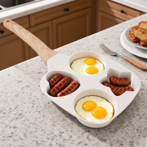 Miniatura 7 de Topyond Sartén para tortilla de huevos, sartén antiadherente para panqueques de 4 tazas, sartén para huevos, panqueques, crepes, compatible