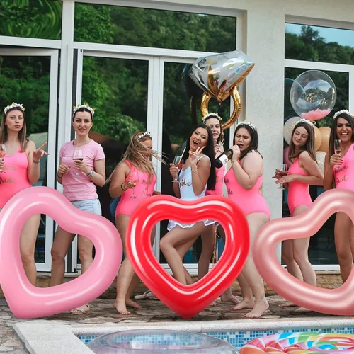 Miniatura 5 de Zhanmai 3 Pcs Inflatable Heart Pool Float 47.3 x 39.4 Inch Swim Heart Shaped Pool Rings for Adults Water Floatie Summer Swimming Tube for Beach