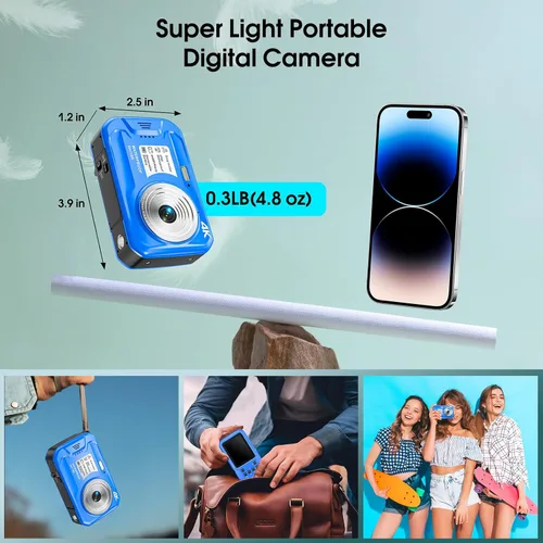 Miniatura 7 de Cámara subacuática 4K, cámara digital impermeable de 64 MP y 16 pies con tarjeta de 16 GB, cámara impermeable flotante