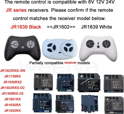 Miniatura 4 de JR1839 Coche de control remoto parental negro, accesorios de control remoto Bluetooth 2.4G, receptor JR a juego eléctrico Ride On piezas de repuesto