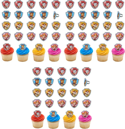 Miniatura 12 de DecoPac Paw Patrol Reporting For Duty Anillos, Decoraciones de cupcakes con Chase, Marshall, Skye y Rubble - Paquete de 24