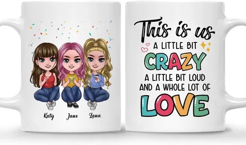 Miniatura 15 de Gossby Taza de café personalizada de la amistad, regalo personalizado Besites para mujeres con diseño de muñeca, nombre, cita – cumpleaños, Navidad
