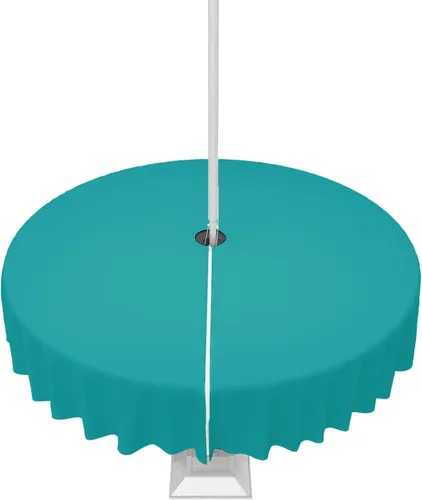 Miniatura 48 de QueenKer Mantel de exterior verde oliva con agujero para sombrilla y cremallera, mantel de color sólido para mesas cuadradas, colección de mesa