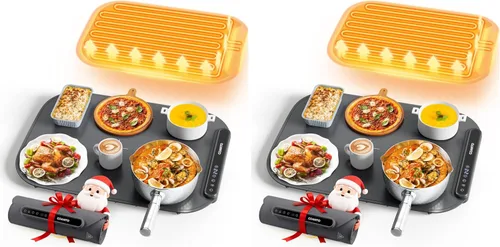 Miniatura 8 de Tapete de calentamiento de alimentos, calentadores de alimentos para bufé de fiestas, tapete térmico de silicona con 7 ajustes de temperatura