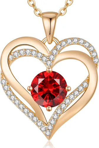 Miniatura 110 de LOUISA SECRET Love Heart Birthstone Necklaces for Women, Birthday Gift for Women, Anniversary Jewelry for Wife Her, 925 Sterling Silver Pendant