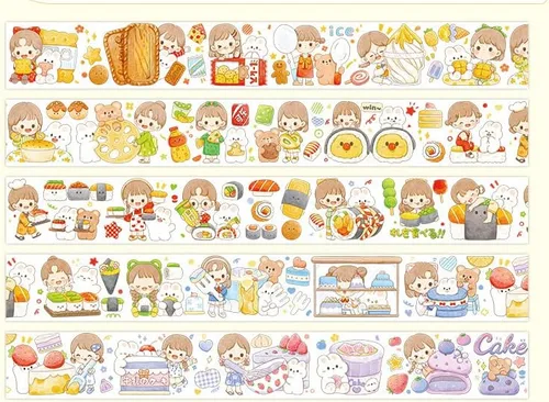 Miniatura 8 de Kawaii Art Washi Tape - Linda cinta adhesiva para escuela, suministros de oficina, estética, caricaturas, juego de cinta adhesiva decorativa