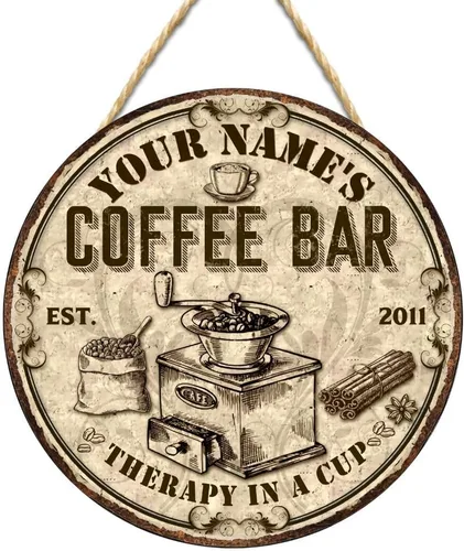 Miniatura 12 de Letrero de madera de barra de café personalizado, placa de pared para decoración de cocina, regalos personalizados para amantes del café, café 02