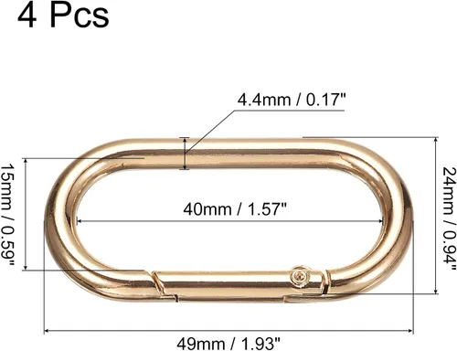 Miniatura 2 de uxcell Anillo ovalado de resorte, clip de resorte redondo, hebilla de resorte para bolsos, monederos, llavero