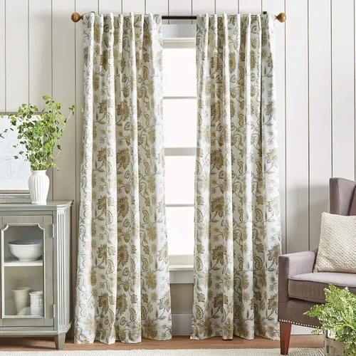 Martha Stewart Jakarta - Par de paneles de cortinas opacas con bolsillo para cortinero y pestaña trasera, 95 pulgadas, color dorado