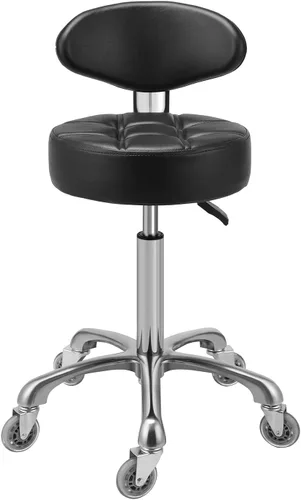 Kaleurrier Silla Giratoria con Altura Ajustable, Taburete Resistente Hidráulico Rodante de Metal para Cocina, Salón, Bar, Oficina, Masaje (con Negro