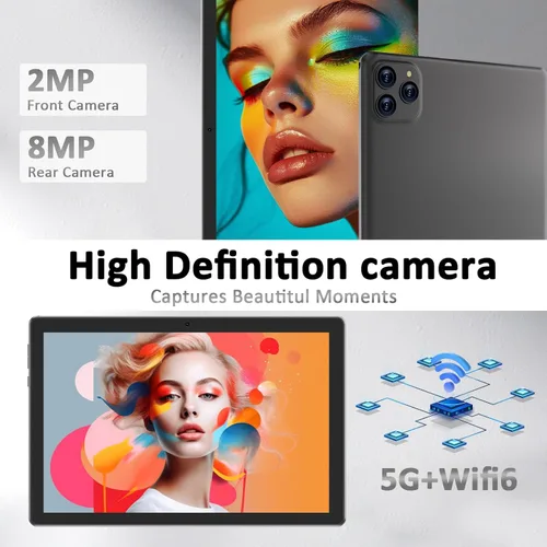 Miniatura 6 de Tablet Android 15 10 pulgadas 12GB RAM+64GB ROM/ 1TB expandible, pantalla táctil HD 1280 * 800, WiFi6 5G BT 5.0, tabletas 2 en 1 con funda