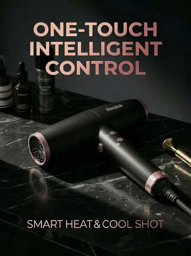 Miniatura 8 de Secador de pelo iónico profesional Realair® con difusor • Secador de iones negativos • Adecuado para todo tipo de cabello • Control inteligente