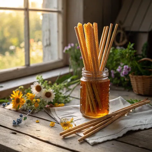 Miniatura 3 de Homestead Honey Paquete de 50 palitos de miel, paquetes de miel dulce pura de flores silvestres para té y aperitivos, pajitas edulcorantes naturales