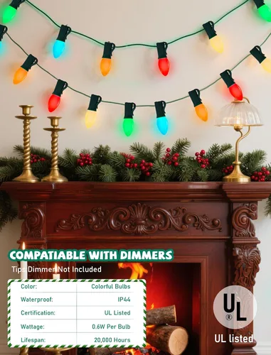 Miniatura 5 de 5 paquetes de bombillas LED C7 para luces navideñas, bombilla nocturna de base E12 de candelabro de ahorro de energía de 0.6W, bombillas de repuesto