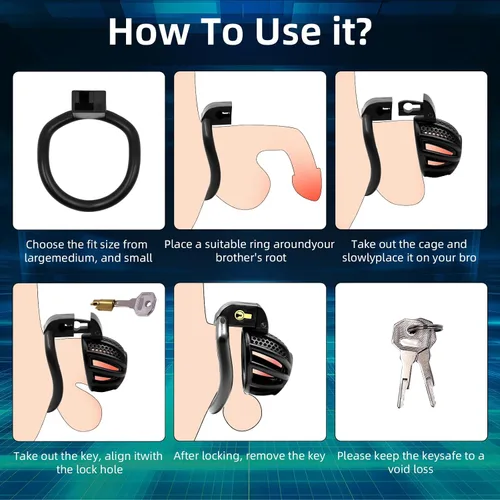 Miniatura 7 de Dispositivo de Castidad Masculina Jaula para Pene - Jaula de Castidad para Hombre Ejercicio de Pene Equipo de Bondage Impreso en 3D Ligero Juguete
