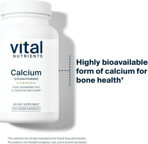 Miniatura 5 de Vital Nutrients - Calcio (Citrato/Malato) - Forma más biodisponible de calcio - 100 cápsulas vegetarianas por botella - 150 mg