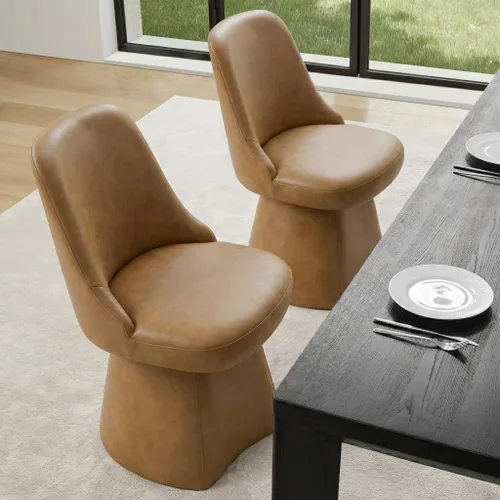Miniatura 33 de KISLOT Juego de 4 sillas de comedor giratorias, tapizadas de mediados de siglo con respaldo alto, sillas de cocina de tela de lino para comedor, Una