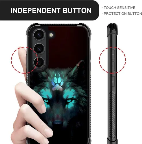 Miniatura 4 de CARLOCA Funda compatible con Samsung Galaxy S23 Plus, diseño gráfico de identidad negro espiritual lobo, a prueba de golpes, antiarañazos