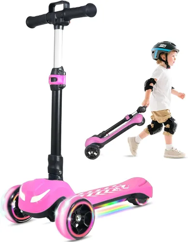 Miniatura 10 de Electric Scooter for Kids Ages 3-12, Full Body Lights Up, Wide Deck, 3 Adjustable Heights, 5MPH Safe Speed, 90min Riding, Foldable 3 Wheel Electric