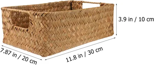 Miniatura 2 de DECHOUS Cestas de almacenamiento de mimbre con tapas, cestas tejidas, cestas de mimbre con asas, pequeñas cestas de ratán para almacenamiento