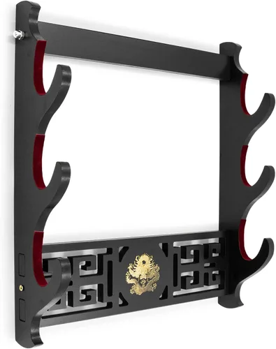Miniatura 8 de Soporte de pared para espada Ekkhysis Kylin de 1 nivel con acolchado de terciopelo y gancho, soporte para katana para espada Tanto de samurái