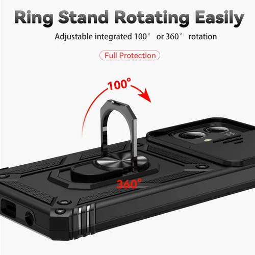 Miniatura 3 de SunStory Funda para teléfono Motorola Moto G Stylus 5G 2023 con protector de pantalla HD y cubierta deslizante para la cámara y patas de apoyo, Negro