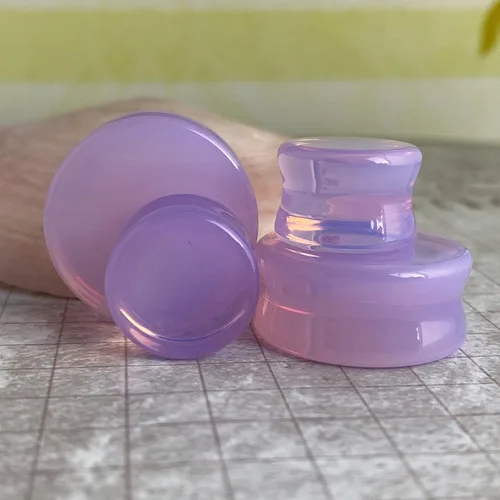 Miniatura 3 de Par de tapones de doble llamarada de piedra opalita lavanda (STN-725)