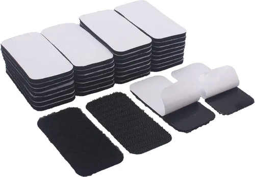 Miniatura 9 de HUAYY (Blanco, 48 pares de hojas rectangulares de 1 x 2 pulgadas), autoadhesivas, de fuerza industrial, cinta de gancho y bucle resistente