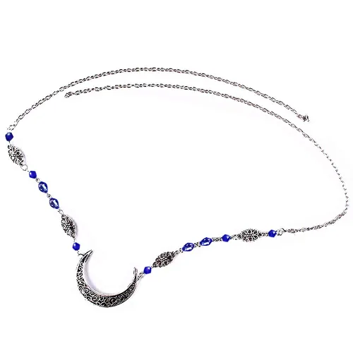 Miniatura 31 de Diadema de bruja con diseño de luna para mujer, corona de hada de elfo, disfraz de frente gitana vikinga, diadema bohemia luna dorada