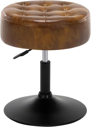 Miniatura 13 de Furnimart Taburete otomano moderno redondo de piel sintética, taburete de maquillaje contemporáneo para dormitorio, sala de estar, entrada