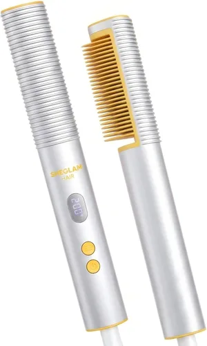 SHEGLAM Cepillo Alisador de Cabello Iónico 3D con peine térmico de oro de 24 quilates, diseño anti-quemaduras, calentamiento rápido de 60 segundos,