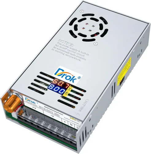 Miniatura 8 de DROK Fuente de alimentación de 12V, CA 110V 220V a CC 0-12V 0-40A 480W Convertidor Buck, adaptador regulado ajustable de voltaje y amperios 5V 9V
