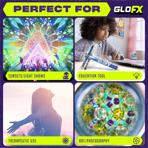 Miniatura 5 de GloFX Tubo de caleidoscopio líquido azul de 7.5 pulgadas X - Caleidoscopios coloridos para adultos, juguetes de flujo Rave Varitas de purpurina