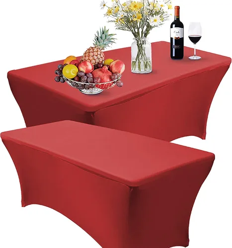 Miniatura 19 de Reliancer Mantel rectangular de elastano ajustado a la mesa para fiestas al aire libre, exhibición, DJ, banquetes, comerciantes, recepción de boda