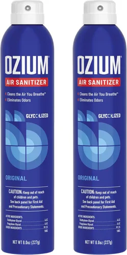 Ozium Desinfectante de aire y eliminador de olores de 8 onzas para hogares, automóviles, oficinas y más, aroma original, paquete de 2