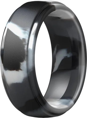 Miniatura 19 de ThunderFit Anillos de boda de silicona para hombre, 0.394 in de ancho y 0.098 in de grosor, paquete múltiple de variedad 1-7