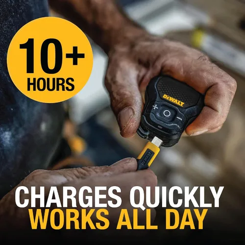 Miniatura 4 de DEWALT Altavoz Bluetooth Portátil Vestible [Edición Onyx - Negro] Altavoz Portátil Inalámbrico con Clip para Sitio de Trabajo Pro Resistente al Agua
