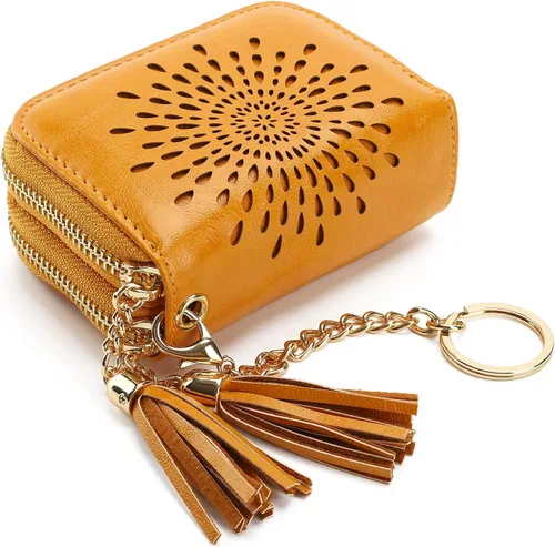Miniatura 10 de APHISON RFID - Porta tarjeta de crédito con llavero, cartera pequeña con cremallera para mujer, Moderno